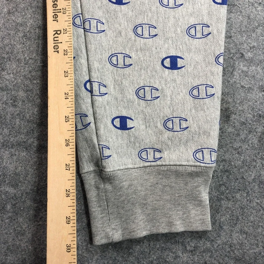 Champion Mens Reverse Weave Sweatpants XL Gray All Over Logo Print Joggers